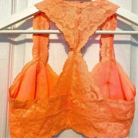 Free People intimately womens small large Orange Lace Bralette delicate halter - Picture 5 of 15